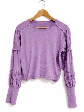 Pilcro Anthropologie Lavender Smocked Puff Sleeve Top Boho Size S